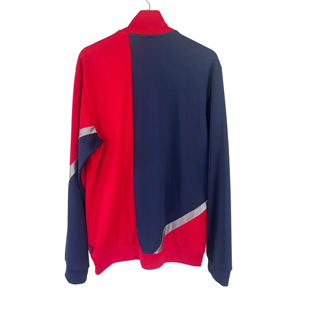 Adidas Track Jacket Red Navy‎ Blue Athletic Full Zip Men's Size L